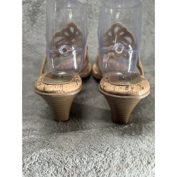 Eurosoft by Sofft Women's Cork Slip-On Heels Sandals Tan Size 9 Tan Gold Comfy - Picture 6 of 10